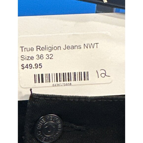 True Religion Geno Relaxed Slim Fit Black Jeans W36 L32 Mens Denim Pants - Picture 7 of 7